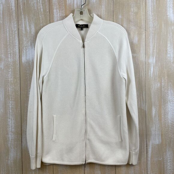 Loro Piana Sweaters - Loro Piana Women's Sweater Size 42 Cream Raglan Full-Zip Pockets Silk Blend READ